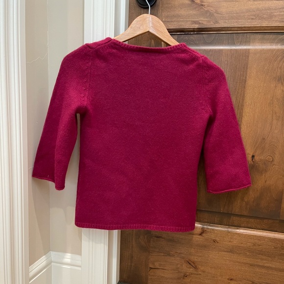 Ann Taylor Loft XS wool magenta 3/4 sleeve sweater - Picture 7 of 7
